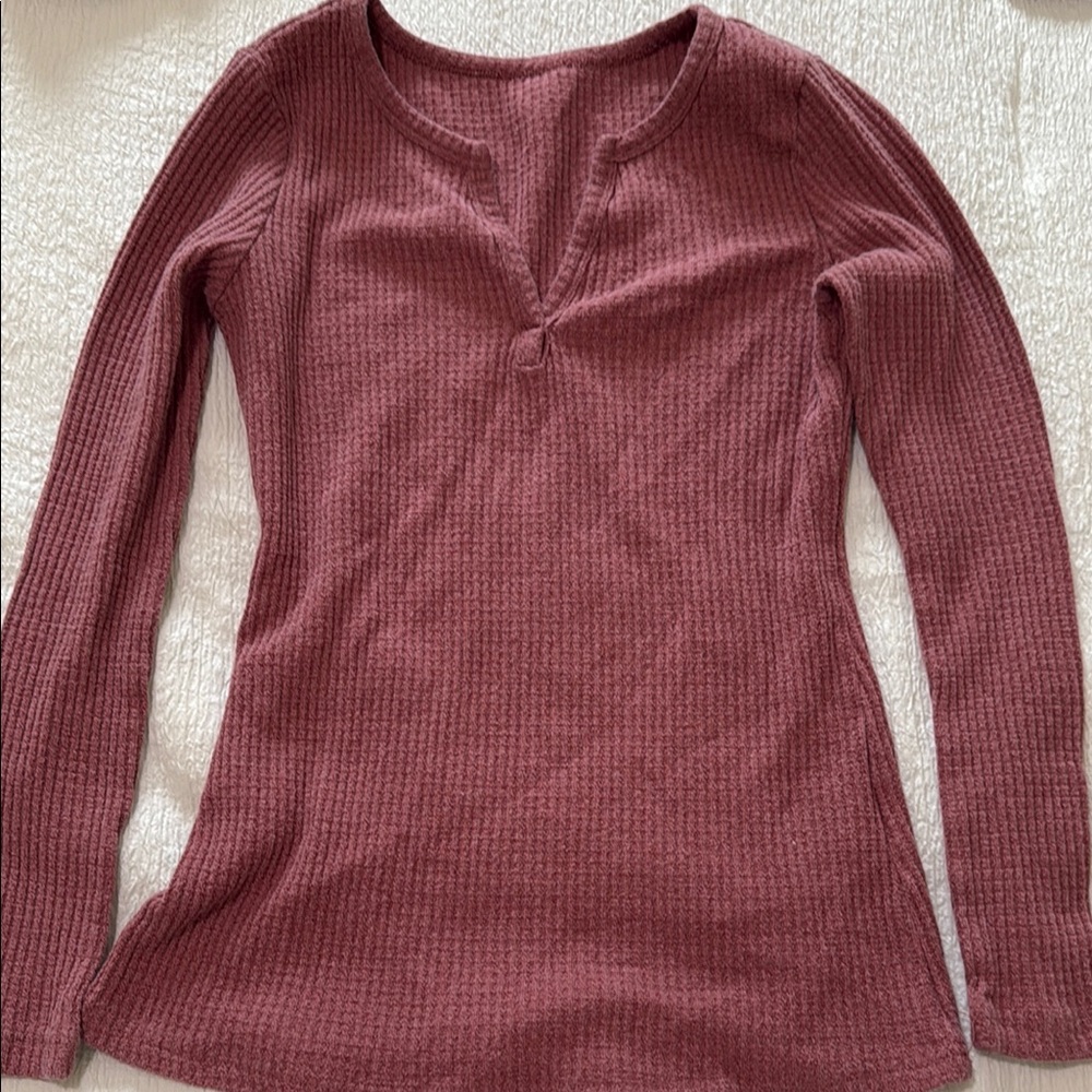 Women's Ribbed Long Sleeve Top - Mauve